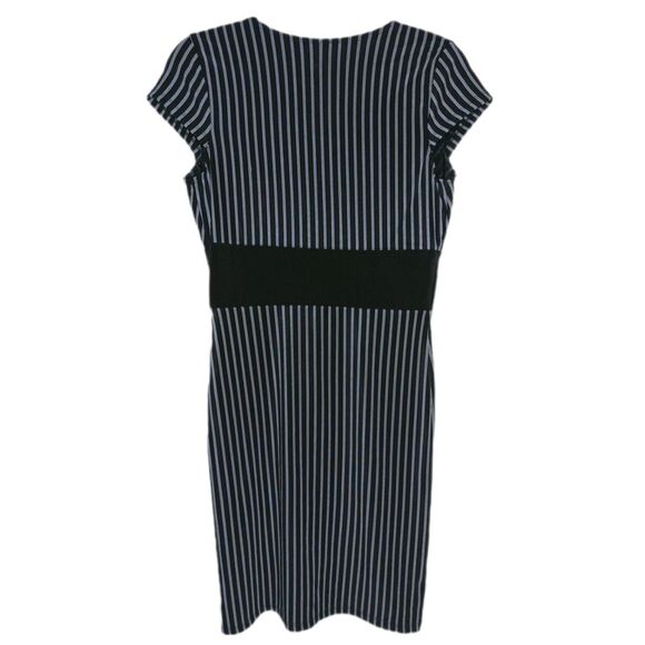 Y2K Glory USA Black Pinstripe Short Sleeve Dress Size M - Picture 2 of 4